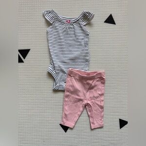 Carters|Baby girl summer matching set,sleeveless Striped Onesie & leggings•NB
